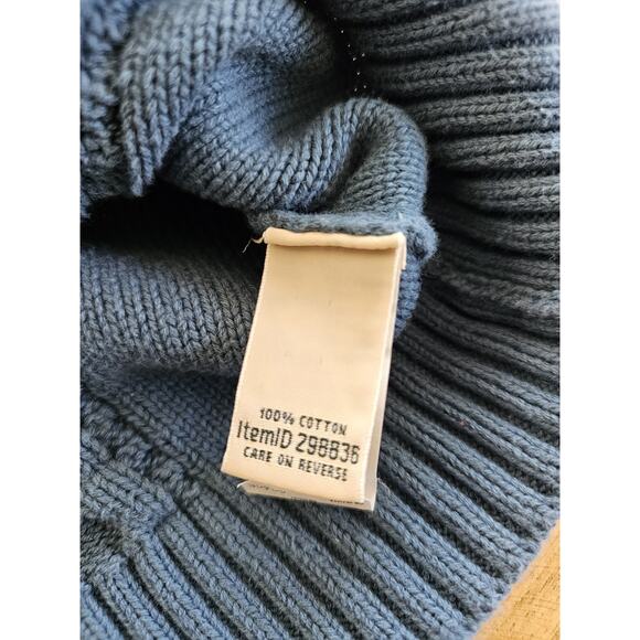 L.L Bean 100% Cotton Cableknit Fisherman Cardigan Sweater Women's Size S Blue - Picture 7 of 8